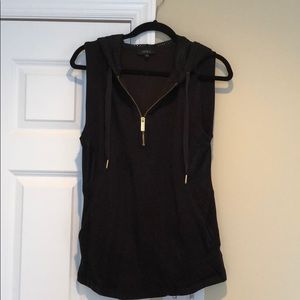 ALALA Black Althleisure 1/4 Zip Vest Mesh Hood